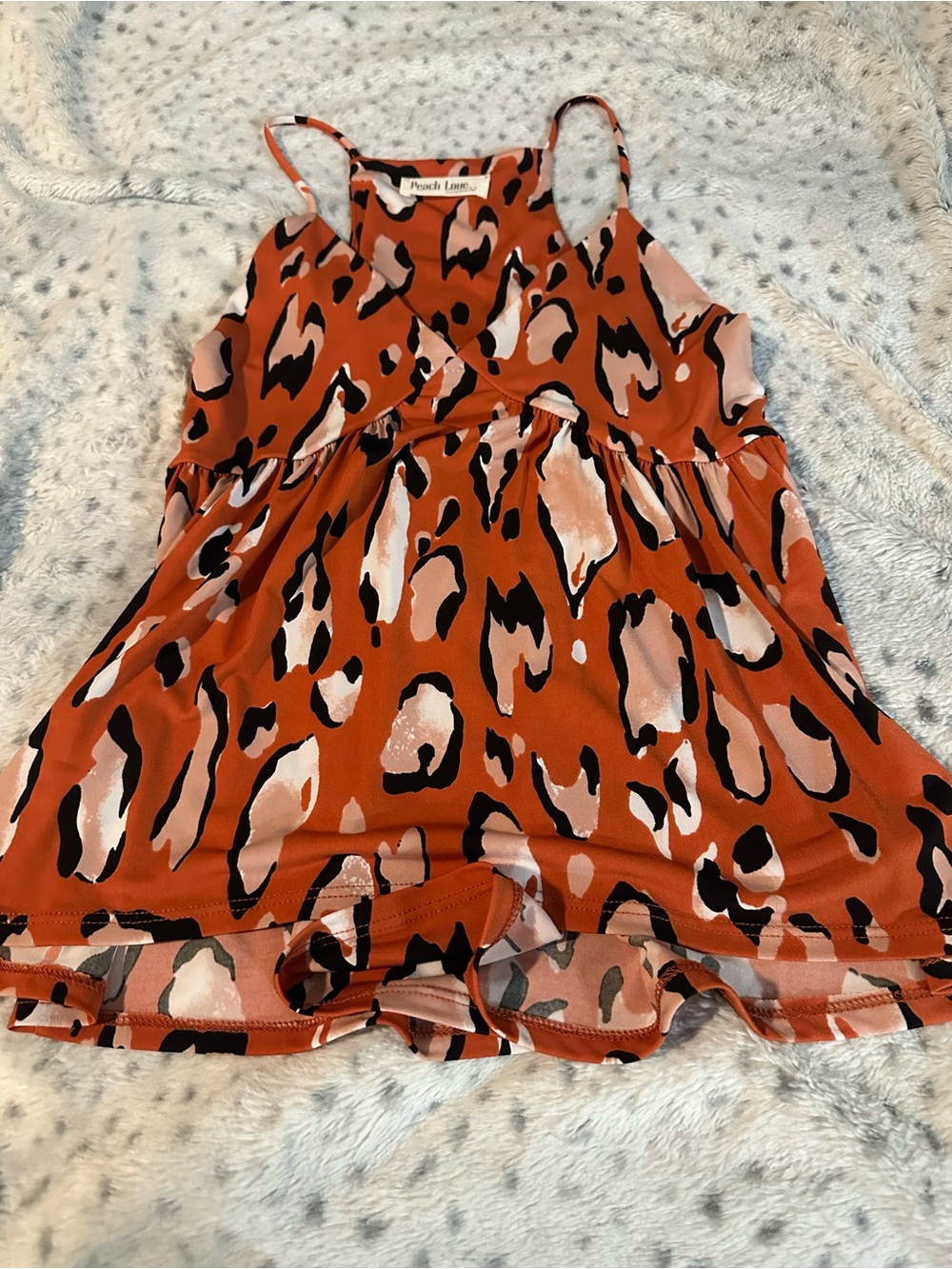 Peach Love California Rust Leopard Print Ruffle Cami